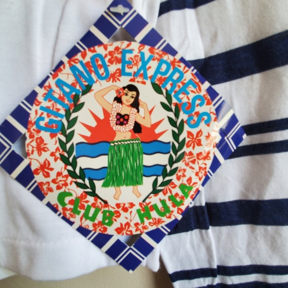 NWT Vintage Gitano button up Cardigan Contrast stripes patter sleeve Medium Size - Picture 8 of 10